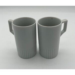Unbranded White 4 inch Ceramic Ribbed Irish Coffee Mugs Set Of 2